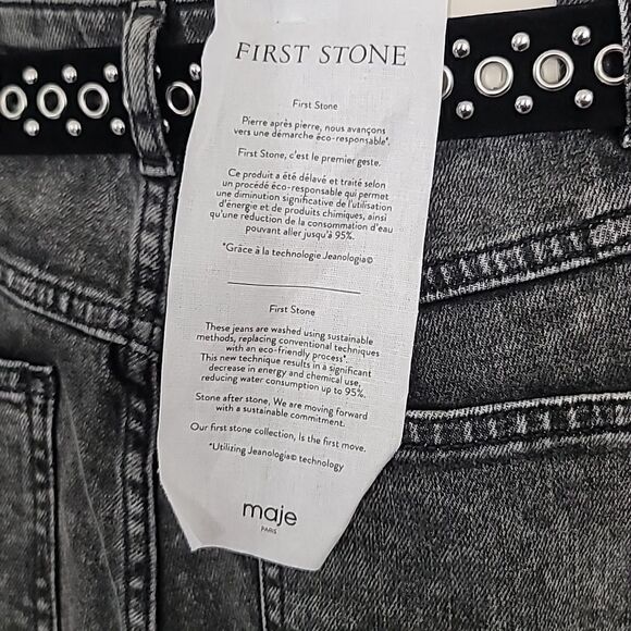 MAJE First Stone Cropped belted high-rise straight-leg jeans - Picture 11 of 13